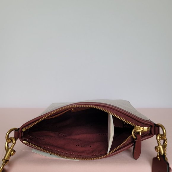 COACH Kitt Badge Jacquard & Smooth Leather Crossbody- Wine Multi ⭐ - Picture 13 of 16